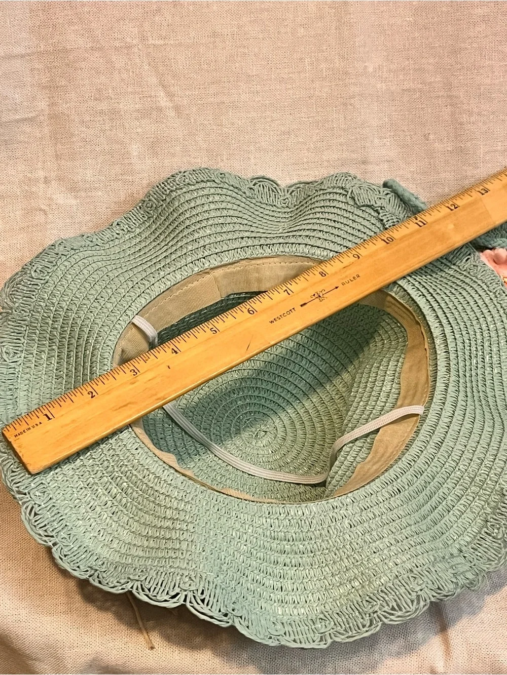 Girls Mint Floral Straw Sun Hat and Matching Crossbody Bag
